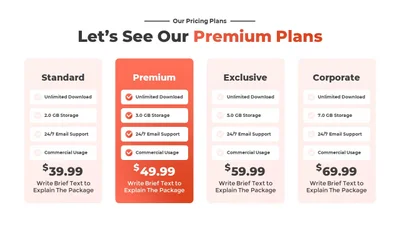 Pricing Table Template for Business Presentation