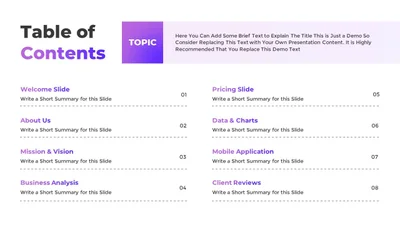 Free Table of Contents for Google Slides Presentation Template