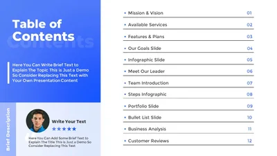 Table of Contents for Google Slides Business Presentation Template