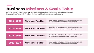Business Missions and Goals Timeline Slide